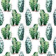 Watercolor seamless pattern with cactus. vászonkép, poszter vagy falikép