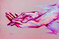 Összefonódott kezek, pink színekben vászonkép, poszter vagy falikép