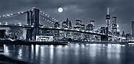 New York-i éjszakai panoráma a holddal az égen vászonkép, poszter vagy falikép