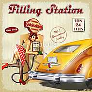 Filling station retro poster vászonkép, poszter vagy falikép
