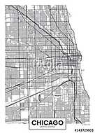 Vector poszter térkép város Chicago vászonkép, poszter vagy falikép
