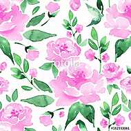 Floral seamless pattern. Watercolor background with flowers and vászonkép, poszter vagy falikép