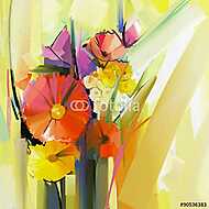Absztrakt tavaszi virág (olajfestmény reprodukció) vászonkép, poszter vagy falikép