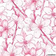 Japanese garden 20. Seamless floral pattern. Watercolor painting vászonkép, poszter vagy falikép