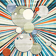 Retro circles abstract background with rays pattern. vászonkép, poszter vagy falikép