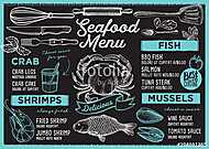 Seafood restaurant menu. Vector food flyer for bar and cafe. Des vászonkép, poszter vagy falikép