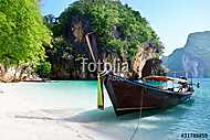 long boat at island in Thailand vászonkép, poszter vagy falikép