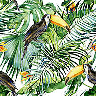 Toucan madár pálmákkal vászonkép, poszter vagy falikép