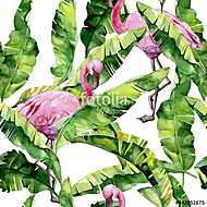 Banán pálma és flamingók vászonkép, poszter vagy falikép