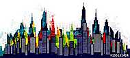 Amerikai városi épületek és felhőkarcolók vászonkép, poszter vagy falikép