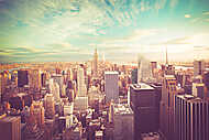 Vintage tónusú kilátás a New York City-i láthatárra Manhattan fe vászonkép, poszter vagy falikép