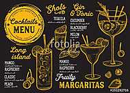 Cocktail bar menu. Vector drinks flyer for restaurant and cafe. vászonkép, poszter vagy falikép