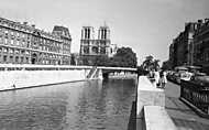 Párizs, Szajna-part, háttérben a Notre-Dame vászonkép, poszter vagy falikép