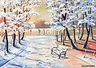 Téli táj havas fák vászonkép, poszter vagy falikép