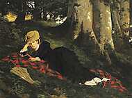 Olvasó nő erdőben (1875) vászonkép, poszter vagy falikép