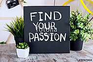 Motivational text on a blackboard. Find your passion. vászonkép, poszter vagy falikép