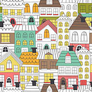 Részben színes házak tapétaminta vászonkép, poszter vagy falikép