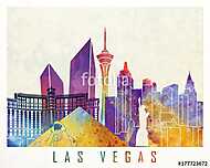 Las Vegas landmarks watercolor poster vászonkép, poszter vagy falikép