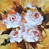 Fehér rózsák, kézi festés vászonkép, poszter vagy falikép