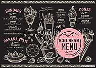 Ice cream restaurant menu. Vector dessert food flyer for bar and vászonkép, poszter vagy falikép