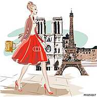 A vörös szoknyás nő, Párizsban vászonkép, poszter vagy falikép