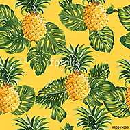 Trópusi pálmalevelek és ananászok vászonkép, poszter vagy falikép