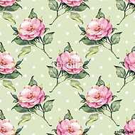 Watercolor floral seamless pattern with roses 8 vászonkép, poszter vagy falikép