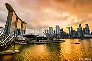 Szingapúr város látképe napnyugtakor. vászonkép, poszter vagy falikép
