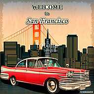 Welcome to San Francisco retro poster. vászonkép, poszter vagy falikép