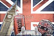 Collage Londre Union Jack vászonkép, poszter vagy falikép