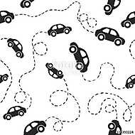 Seamless pattern - cars. Black on white vászonkép, poszter vagy falikép