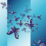 Set of blue butterflies vászonkép, poszter vagy falikép