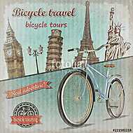 Bicycle tour poster. vászonkép, poszter vagy falikép