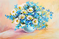 Pompás virágcsokor vázában (olajfestmény reprodukció) vászonkép, poszter vagy falikép