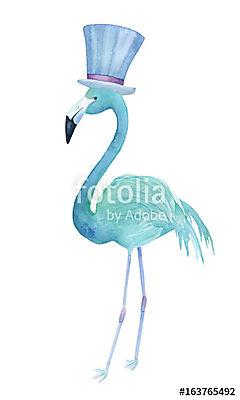 Flamingó kalapban. (akvarell reprodukció) (többrészes kép) - vászonkép, falikép otthonra és irodába