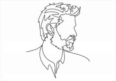 Férfi portré szakállal (vonalrajz, line art) (keretezett kép) - vászonkép, falikép otthonra és irodába
