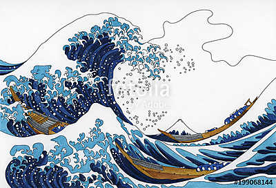 A nagy hullám Kanagavánál átdolgozás  (poszter) - vászonkép, falikép otthonra és irodába