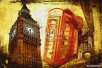 London oil art illustration (bögre) - vászonkép, falikép otthonra és irodába