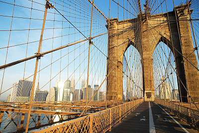 Brooklyn Bridge napkelte napján, New York City (poszter) - vászonkép, falikép otthonra és irodába