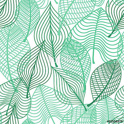 Foliage green leaves seamless pattern (keretezett kép) - vászonkép, falikép otthonra és irodába