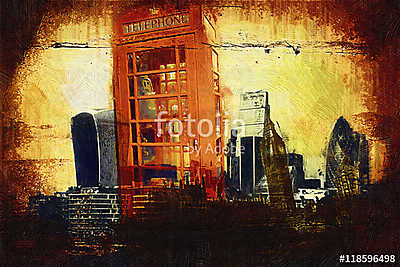 London oil art illustration (keretezett kép) - vászonkép, falikép otthonra és irodába
