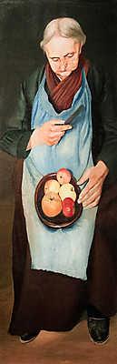 Almát hámozó öregasszony (többrészes kép) - vászonkép, falikép otthonra és irodába