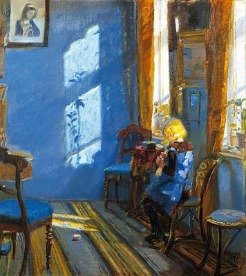 Napsütötte kék szoba (bögre) - vászonkép, falikép otthonra és irodába