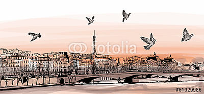 Párizs megtekintése a Pont des arts (keretezett kép) - vászonkép, falikép otthonra és irodába