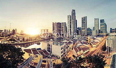 Szingapúr horizontja (többrészes kép) - vászonkép, falikép otthonra és irodába