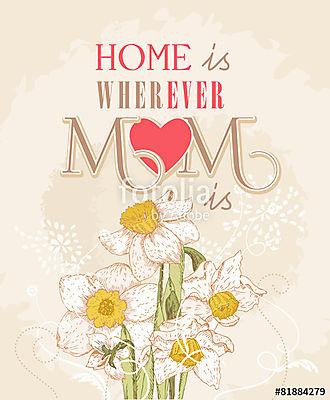 Anyák napi üdvözlőlapja (keretezett kép) - vászonkép, falikép otthonra és irodába