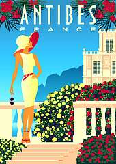 Utazás poszter - Antibes, Franciaország (bögre) - vászonkép, falikép otthonra és irodába