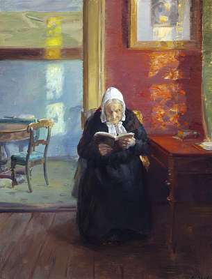 Olvasó idős nő (többrészes kép) - vászonkép, falikép otthonra és irodába