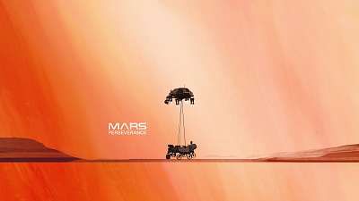 Perseverance Rover leszállása a Marsra (Illustration) (többrészes kép) - vászonkép, falikép otthonra és irodába
