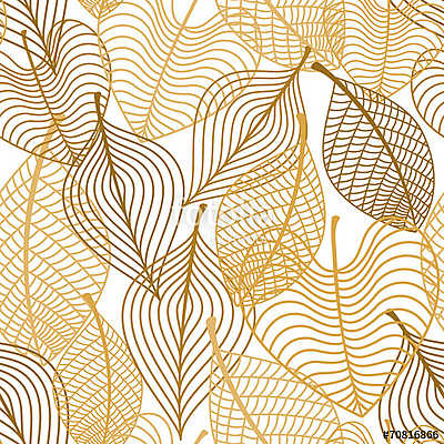 Seamless pattern of yellow and orange autumn leaves (fotótapéta) - vászonkép, falikép otthonra és irodába